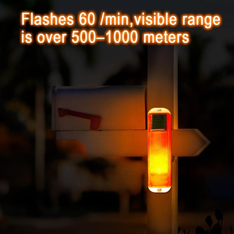 Aolyty Solar Strobe Warning Light LED Warning Lamp 4-Pack Super Bright IP54 Waterproof Light Control Flashing Beacon Barricade Construction Safety Road Signs Flash Traffic Lights (Yellow) - Image 3